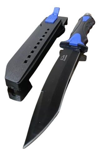 Cuchillo Combate, Caza Y Pesca. Tipo Militar Negro + Funda