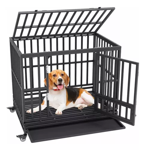 Jaula para perros grandes de 42 pulgadas, jaula para perros de metal para  interiores y exteriores, para perros medianos y grandes, jaula plegable de