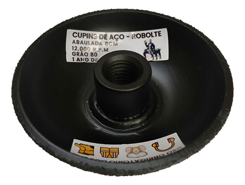 Disco Abaulada 8 Cm Diamante Negro - Rosca M14 Grão 80