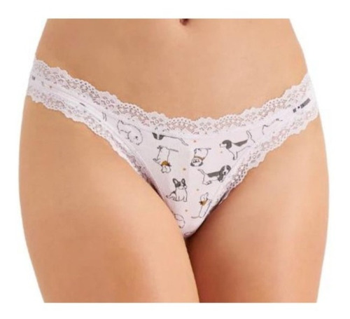 Colaless Jenni Womens Lace-trim Thong Lavender Fog Xl