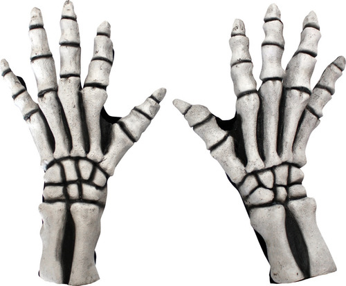 Guantes Esqueleto Calavera Largos Disfraz Halloween Fiesta Color Blanco