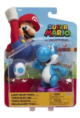 Figura De Super Mario Bros Light-blue Yoshi Azul Articulada