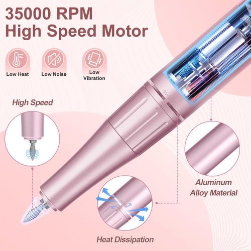 Taladro De Uñas Eléctrico Meremit 35000 Rpm Con Pantalla Lcd