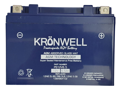 Bateria Gel Kronwell 12n6.5-3b Ytx6.5 Gilera Smx 200 Spot