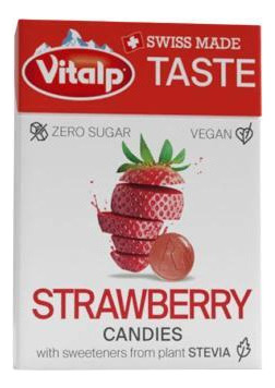 Bala Vitalp Strawberry Morango Sem Açúcar Tipo Halter 25g