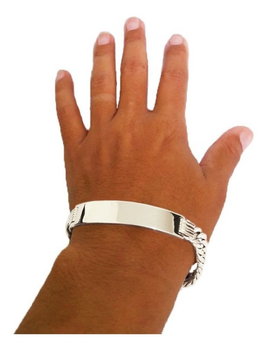 Pulseira Elos Duplos Placa 27 Gramas 10mm Ouro Branco 18k