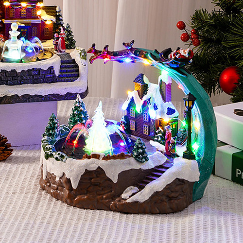 Led Christmas Snow Village House, Fonte De Música De Natal