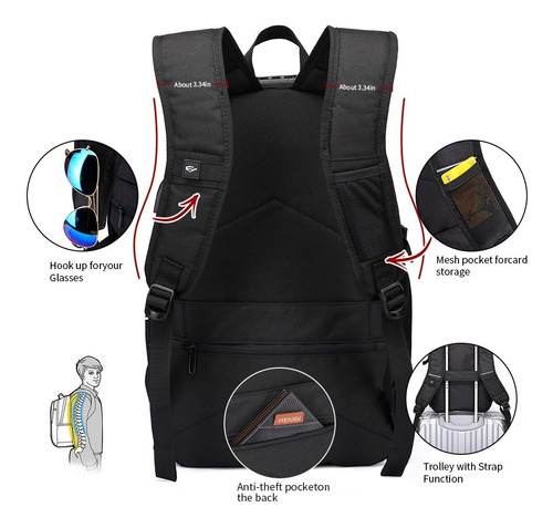 Imagen 6 de 9 de Mochila Antirrobo Para Laptop De 12-15.6 In