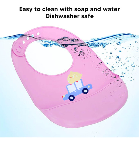 Babero Silicon Ajustable Para Bebé Colores Portátil Bolsa