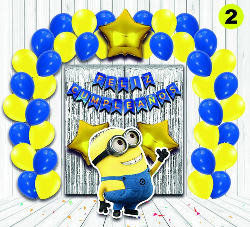 Set Personaje Minion 1.20mts Y Kit Estrellas/globos