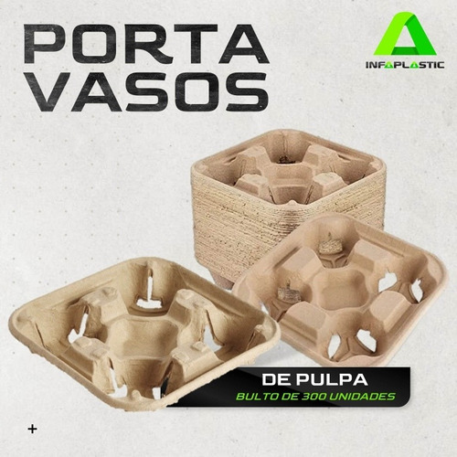 Porta Vasos De Cartón De Pulpa 4 Cavidades 