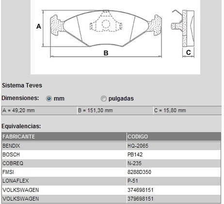 Imagen 2 de 4 de Juego Pastillas De Freno Delantero Gol Power ( Larga)