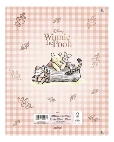 Caderno Argolado Fichário Ursinho Pooh 160 Folhas Divisórias