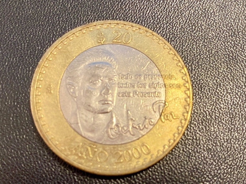 Moneda De 20 Pesos Año 2000 Conmemorativa Octavio Paz