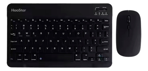 Kit Teclado Recargable Slim + Mouse Bluetooth Usb Portatil Negro