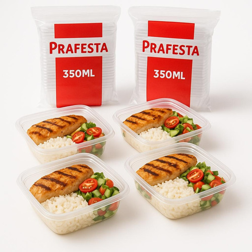 72un Marmita De Embalagem 350ml Microondas Freezer Pote