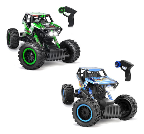 Double E 1:12 Escala Grande Rc Monster Truck Set Verde Y Azu
