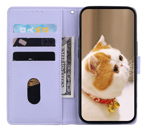 Funda Abatible For Motorola Edge 50 Cartera De Cuero Cat