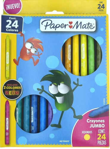 Crayone Escolar Jumbo Papermate Redondos 24 Colores Intensos