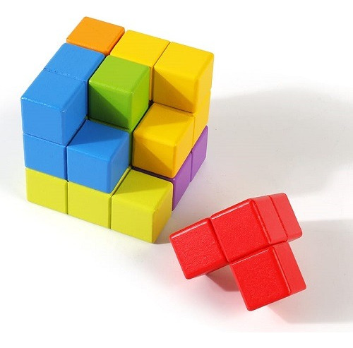 Juguete Cubo Blocks+25 Tarjetas Dobles Figuras Geometricas