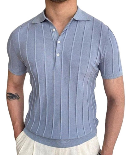 Camisa De Punto Liso Con Solapa Y Manga Corta