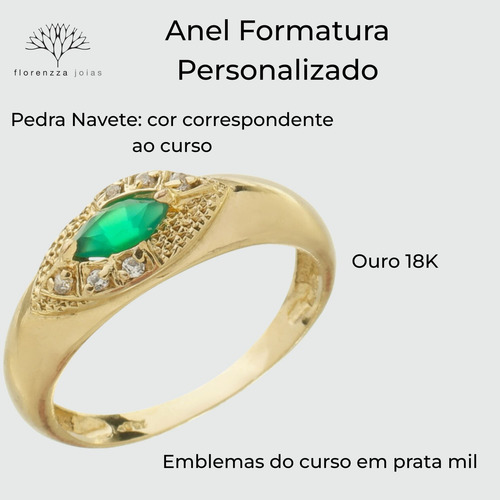 Anel Formatura Personalizado Em Ouro 18k Com Pedras