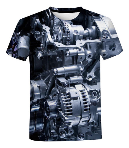 Asx Camiseta De Manga Corta 3d Con Patrón De Motor