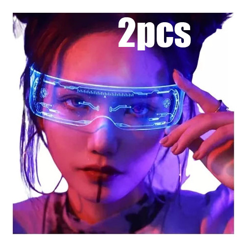 2 Gafas Led Acrílicas Tiktok Futuristas Cyberpunk.