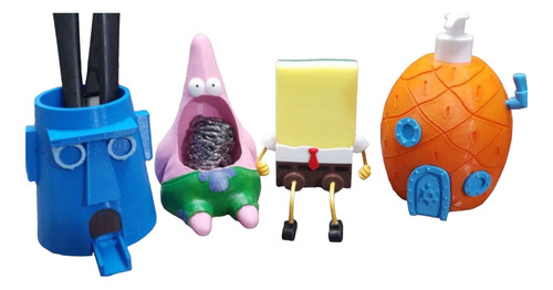 Kit Bob Esponja X 4- Limpieza - 3d