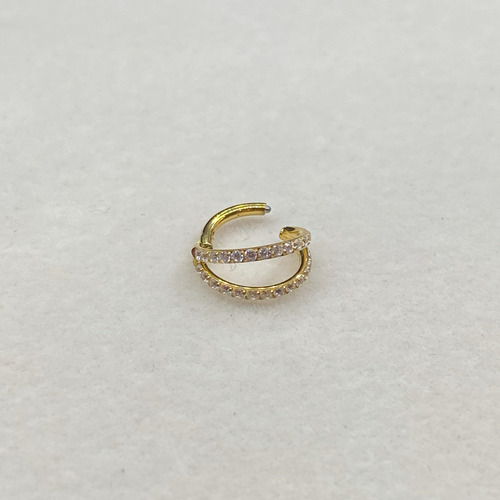 Piercing Dourado - Titânio Argola Click Zircônias Cor Dourado 8mm