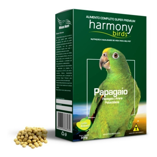 Racao Para Papagaio Natural  Harmony Birds 300g -minas Nutri