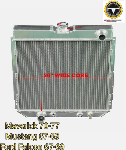 Radiador Aluminio 3 Lineas Maverick 70-77  Mustang 67-70 
