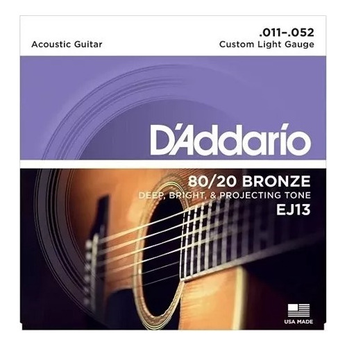 Cuerdas Guitarra Electroacustica Daddario Ej13 Bronze 80/20 
