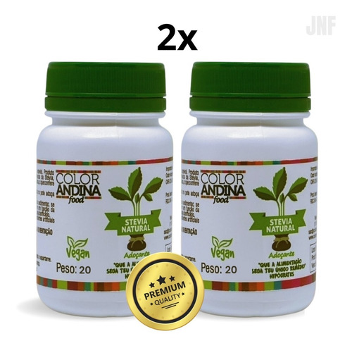 2x Stevia Color Andina Food - 20g Adoçante 100%natural Orig