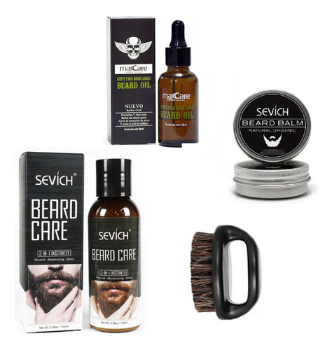 Kit Barbería: Aceite Barba + Bálsamo  + Cepillo + Shampoo