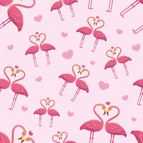 Imagem 2 de 5 de Papel De Parede Adesivo Flamingos Namorados N03118 Rolo De 0