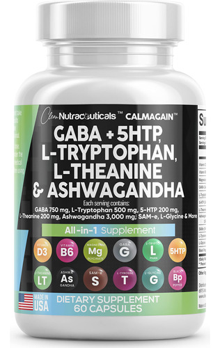 Clean Nutraceuticals Gaba 750mg 5 Htp 200mg 60 Capsulas