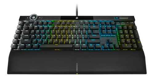 Imagen 2 de 4 de Teclado gamer Corsair K100 QWERTY Cherry MX Speed Silver inglés US color negro con luz RGB