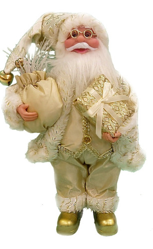 Papá Noel Color Plata / Oro 30 Cm Decorado -  Sheshu Navidad