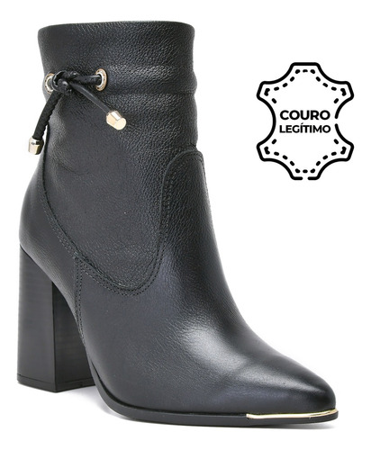 Bota Via Marte Couro Salto Bloco Ref. 23-5101-04