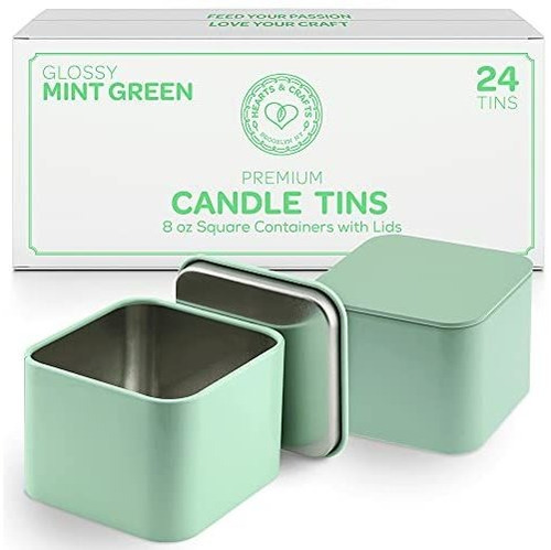 Latas Cuadradas Con Tapa 236ml 63x63x63mm 24u Verde Mint