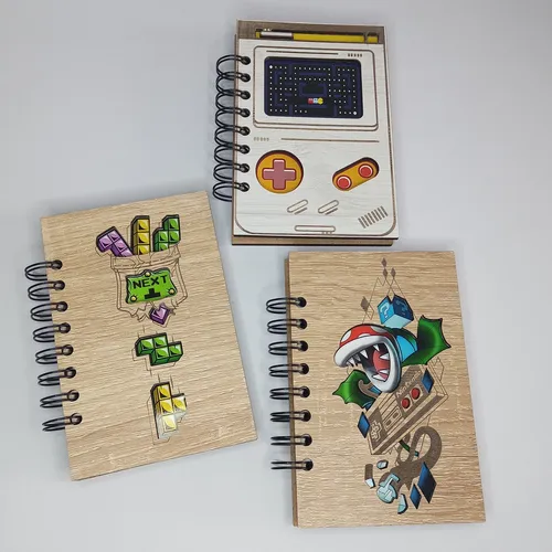 Libreta Ecológica Pequeña Diseño De Cerebro En Madera Apunte