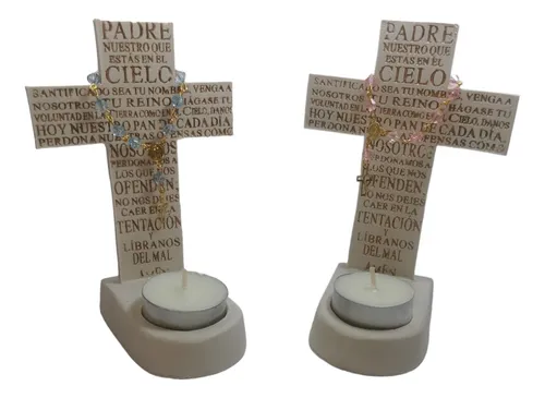 comprar 12 Pz Cruz Porta Vela C\u002Fdecenario Recuerdo Bautizo, Comunión