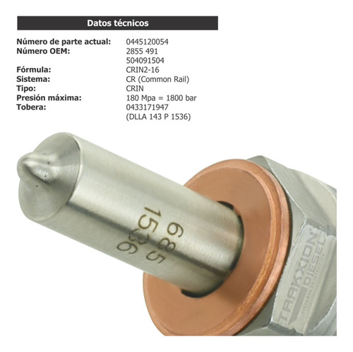 Inyector Diesel 0986435545, 2855491r Bosch Para Case Iveco
