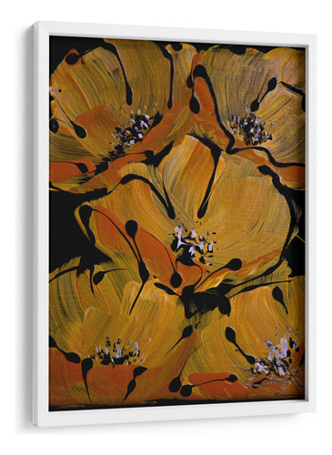 Cuadro Enmarcado Blanco Papaver Jaune 30x40, David Ríos