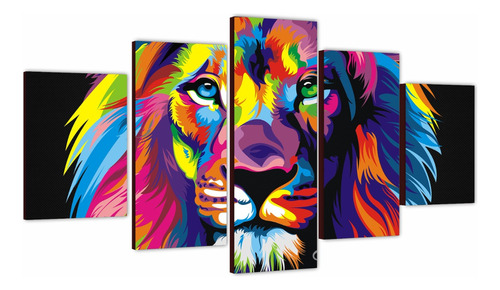 Cuadros Murales Animales Leones 5 Murales 60 X 100 Promo