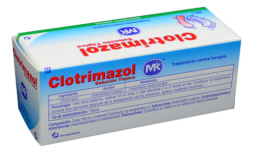 Clotrimazol Solución Tópica Caja Con Frasco Con 30 Ml