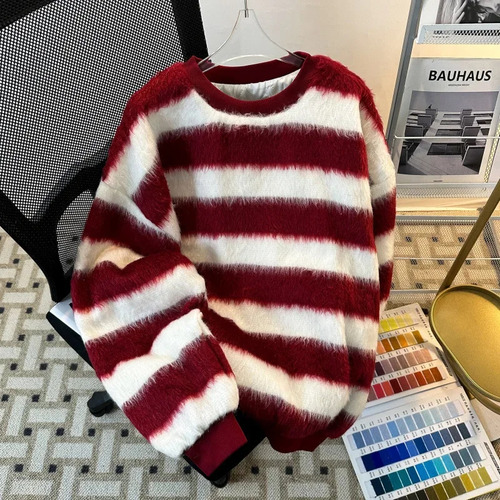 Suéter Retro Unisex Holgado De Punto Jacquard