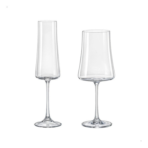 Jogo 12 Taças Cristal Champagne E Vinho Tinto Linha Xtra