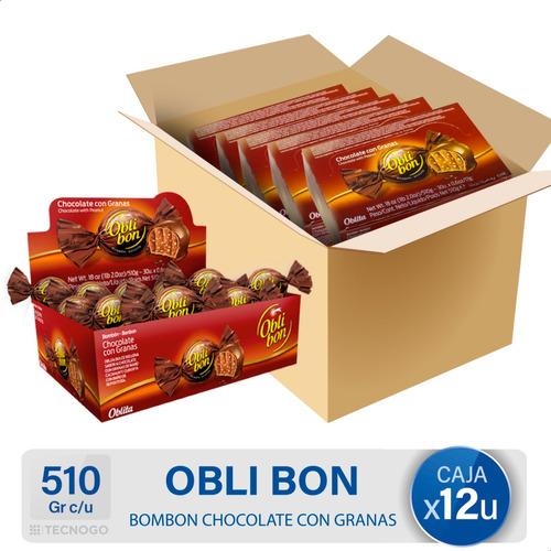 Display Bombon Dulce Chocolate Con Granas Obli Bon Oblita